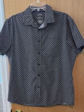 Apt. 9 Black and White Short-Sleeve Geometric Button-Up Shirt